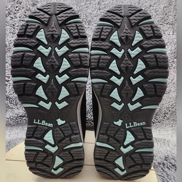 L.L. Bean Womens Tek 2.0 Winter Boots 8.5 M Black Blue Suede/ Mesh Primaloft 8" - Picture 9 of 9